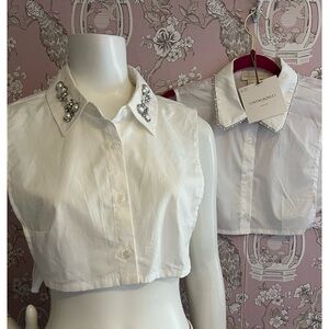 2 Cynthia Rowley White dickie ( half top)with embellished collar